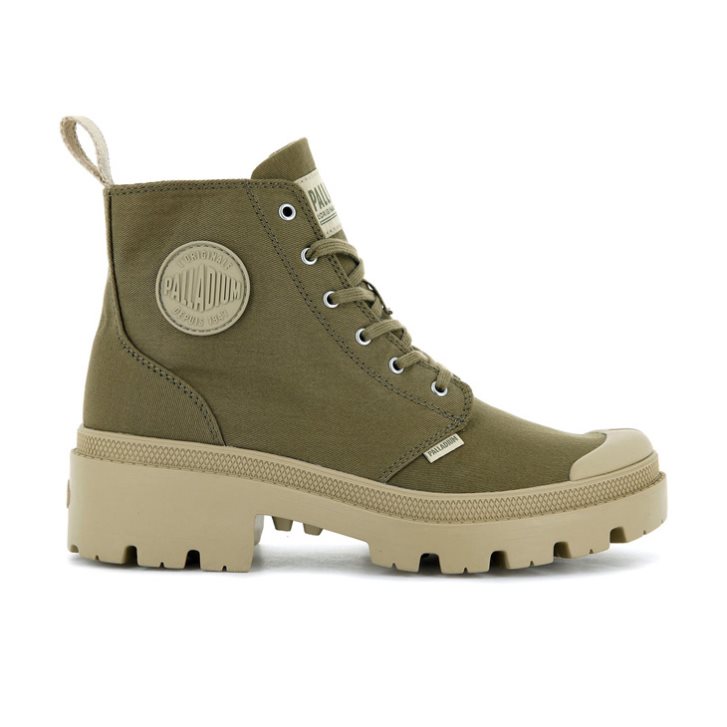 Dámské Boty Palladium Pallabase Twill Olivy Zelené | CZ NTV-02Q